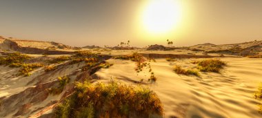 Güzel doğal arka plan. -Afrika vahası 3D görüntüleme