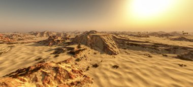 Güzel doğal arka plan. -Afrika vahası 3D görüntüleme