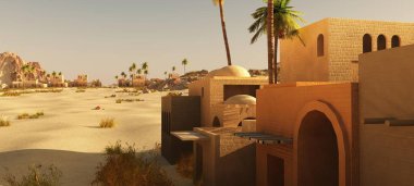 Güzel doğal arka plan. -Afrika vahası 3D görüntüleme