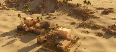 Güzel doğal arka plan. -Afrika vahası 3D görüntüleme