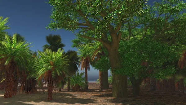 Palms a trópusi strandon 3d renderelés — Stock Fotó