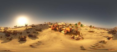 360 Panorama 3D 'de çöldeki Arap küçük kasabası