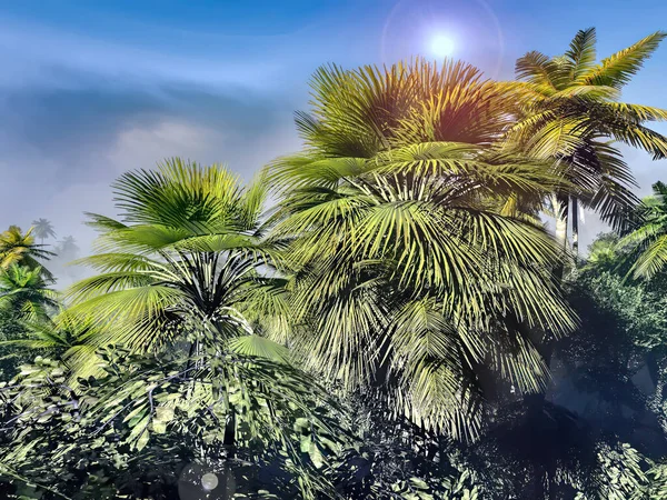 Paraíso en Hawaii Island 3d rendering — Foto de Stock