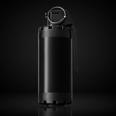 Savaş airsoft el bombası siyah arka plan üzerine kavramı