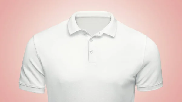 Modelo branco Polo conceito de camisa vista frontal closeup. Mockup Polo T-shirt com espaço vazio no colarinho para a sua marca — Fotografia de Stock
