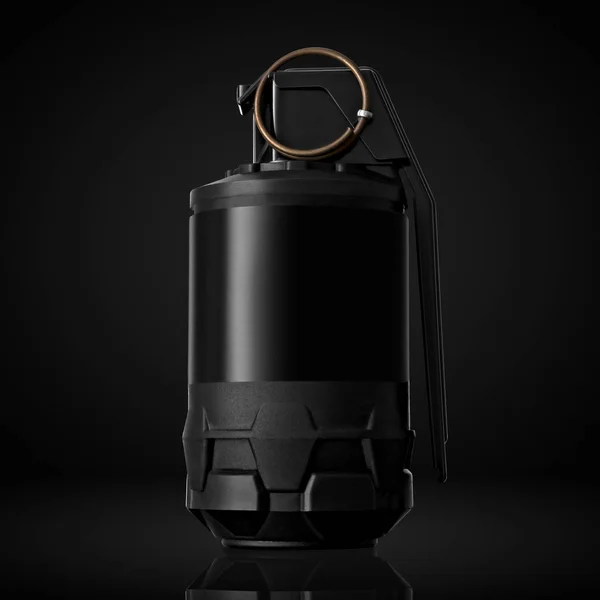 Concept of combat airsoft hand grenade on black background