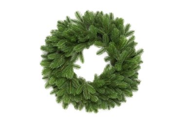 Metin alanı olan bir daire çerçevesinde Noel ağaç dalları. Köknar yuvarlak çelenk olduğunu 