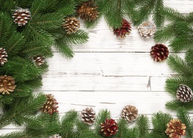 Noel düz lay arka plan kopya alanı ile 