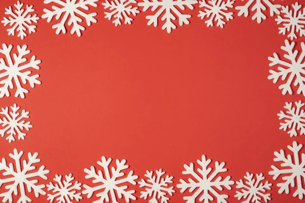 Jul snöflingor dekoration ovanifrån med kopia utrymme för din promo text — Stockfoto
