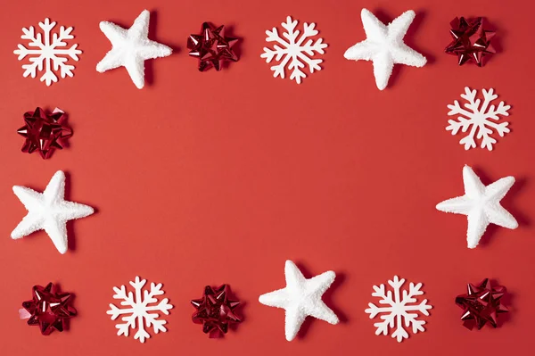 Рождественский фон с рамкой звезд Снежинки — стоковое фото