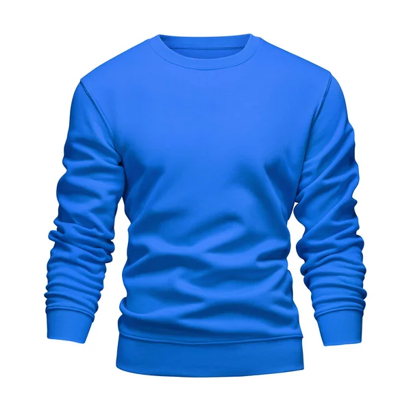 Férfi üres makett kék hullámos koncepció pulóver hosszú ujjú elszigetelt fehér háttér. Elölnézet üres sablon pulóver a vágógörbét. Üres design meleg téli ruha pulóver a nyomtatása — Stock Fotó