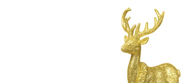 Vértes Arany rénszarvas karácsonyi dekoráció elszigetelt fehér background hely másolás — Stock Fotó