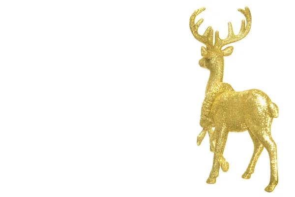 Natal decoração rena dourada isolado no fundo branco com espaço de cópia para o seu texto de promoção — Fotografia de Stock