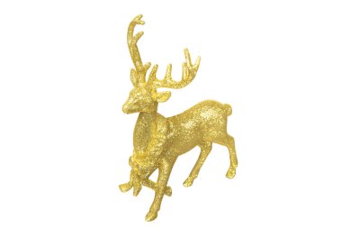 Beyaz arka plan üzerinde izole altın geyik Noel oyuncak