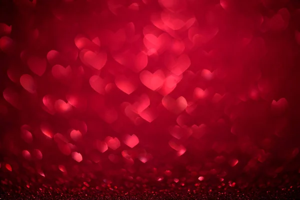 Red Bokeh Hearts Background Bright Glitter Lights Valentine Day Women — Stock Photo, Image