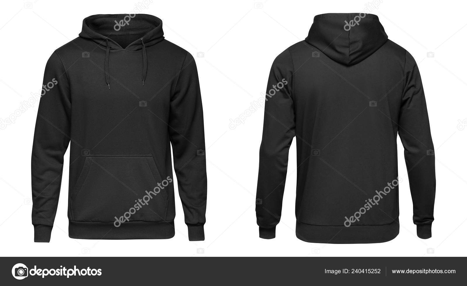 Blank black male hoodie sweatshirt long sleeve with clipping path Within Blank Black Hoodie Template