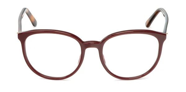 Óculos transparentes para leitura ou boa visão dos olhos, vista frontal isolada no fundo branco — Fotografia de Stock