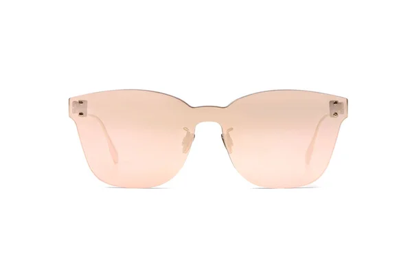 Goldene Sonnenbrille mit Spiegelgläser isoliert auf weißem Hintergrund. Sommer Brille Frontansicht Attrappe — Stockfoto