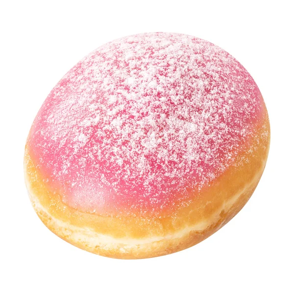 흰색 배경에 고립 된 분홍색 유약도. 도넛 클로즈업 — 스톡 사진