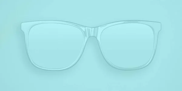 파스텔 네온 블루 배경에 선글라스로 만든 창조적 인 레이아웃. 여름 컨셉입니다. 선글라스 는 디자인 요소 휴가 와 여행 최고 보기로 모형. 최소한의 개념 — 스톡 사진