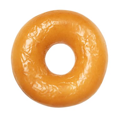 Sır ile lezzetli orijinal Donut tatlı, üst görünümü beyaz arka plan izole. Tasarım ve baskı için bir yuvarlak parlak sarı çörek kek ile Tatlı gıda kavramı. Ön Görünüm
