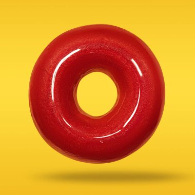 Çörek Kırmızı pastel turuncu ve sarı arka planda sinek sırlı. Ön görünüm