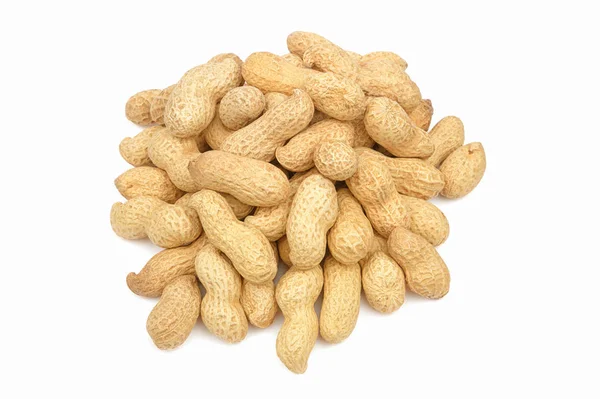 Pile of peanuts in shell isolated on white background. Organic nuts. Collection — Stock Photo, Image