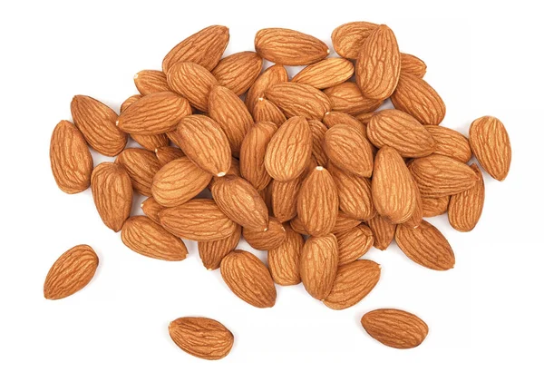 Pile of Almond nuts isolated on white background — Stock Photo, Image