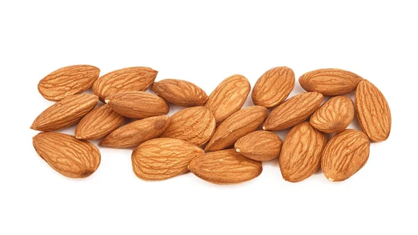 Almonds isolated on white background. Pile of Almonds nuts closeup. Nuts collection — Stock Photo, Image