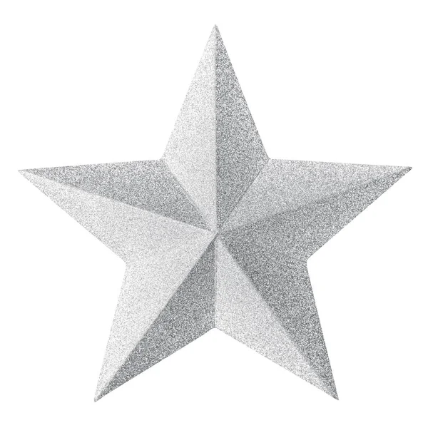 Christmas silver star isolated on white background. Christmas ornament closeup grey star — Stock Photo, Image