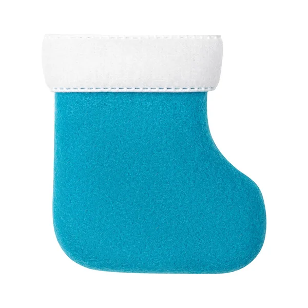 白い背景に隔離されたクリスマスの青い靴下 — ストック写真