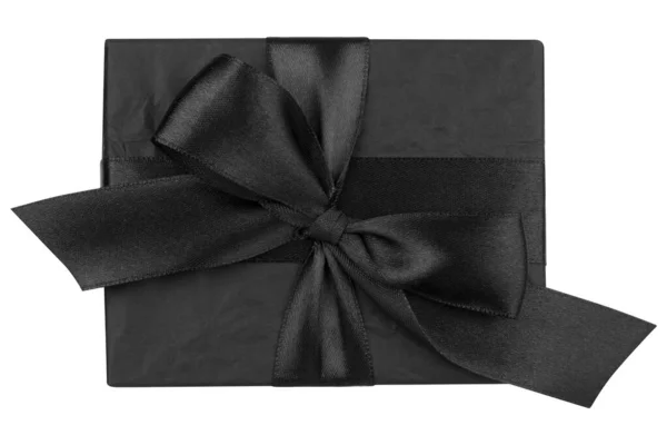 Black gift box top view isolated on white background — Stock Photo, Image