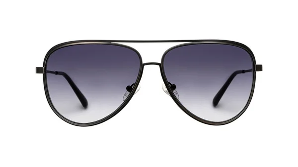 Авіатор сонцезахисних окулярів ізольований на білому тлі. Сонячні окуляри літні аксесуари чорного кольору. Вид спереду — стокове фото