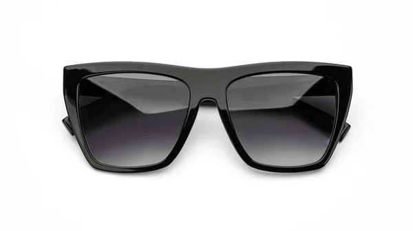 Sonnenbrille schwarz isoliert auf weißem Hintergrund. Sonnenbrille Sommer Frau Accessoires. Ansicht von oben — Stockfoto
