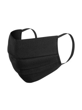 Doktor maskesi beyaz arka planda izole edilmiş, Corona virüs koruması. Siyah maske 2019 'dan korumak için.