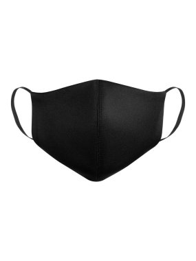 Doktor maskesi beyaz arka planda izole edilmiş, Corona virüs koruması. Siyah maske 2019 'dan korumak için.