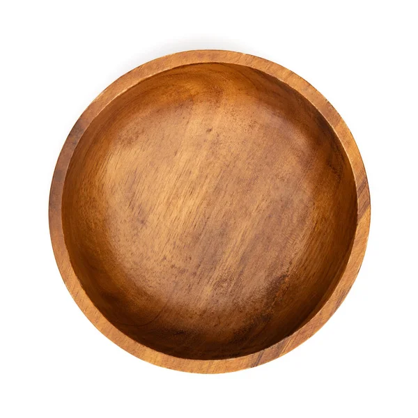 Empty wooden bowls isolated on white background. Wood bowl top view. Collection. — Stock Photo, Image