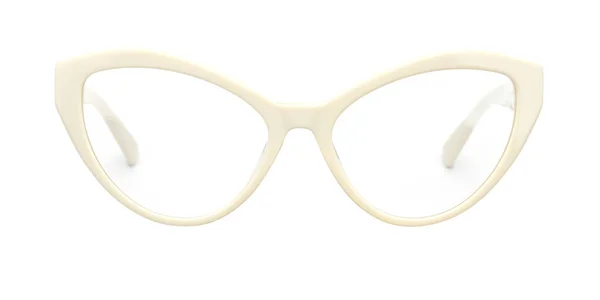 在白色背景上隔离的老式眼镜。白色复古眼镜猫眼睛形状顶视图 — 图库照片