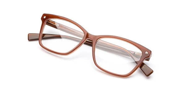 Olho de óculos isolado em branco. Óculos para leitura close-up vista superior . — Fotografia de Stock