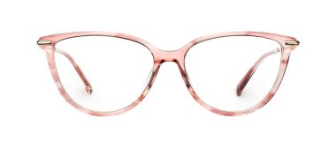 Gözlük beyazda izole edilmiş. İnek gözlükleri portre için yakın plan ön görünüm.