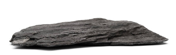 Камень из известняка и сланца изолированы на белом фоне. Плоский камень сланцевый вид спереди.