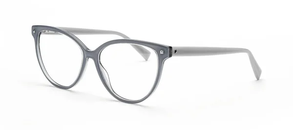 白い背景に隔離されたグレーのメガネ — ストック写真