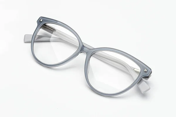 Сірі окуляри зверху ізольовані на білому тлі — стокове фото