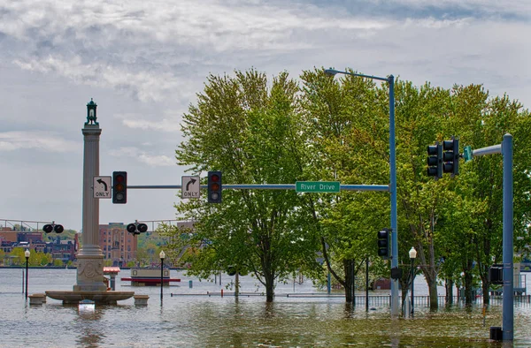 Mai 2019 Inondation Centre Ville Davenport Iowa Après Rupture Digue — Photo