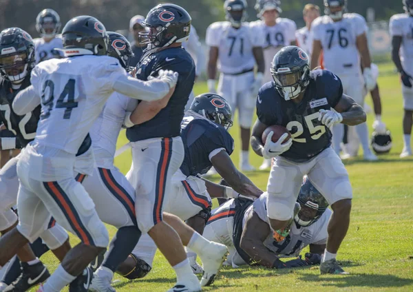 Mike Davis 25Runs Ball Chicago Bears Training Camp Bourbonnais Illinois Fotos De Stock