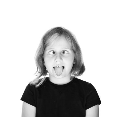 Portre fotoğraf ile farklı taklit eder. Siyah ve beyaz. Backgroung beyazdır.