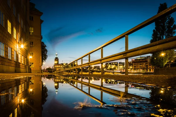 Vue Panoramique Vieille Ville Suède Stockholm Gamla Stan Une Nuit — Photo