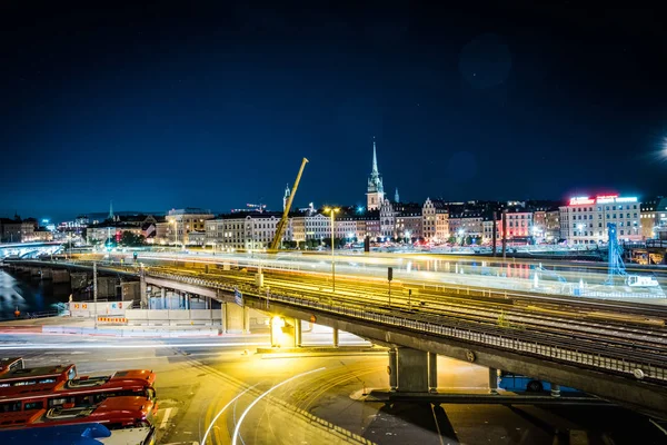 Panoramatické Zobrazení Staré Město Švédsku Stockholm Gamla Stan Letní Noci — Stock fotografie