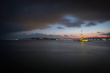 Kız Towerturkey - Orta Doğu, Istanbul, uzun pozlama panoramik manzaralı