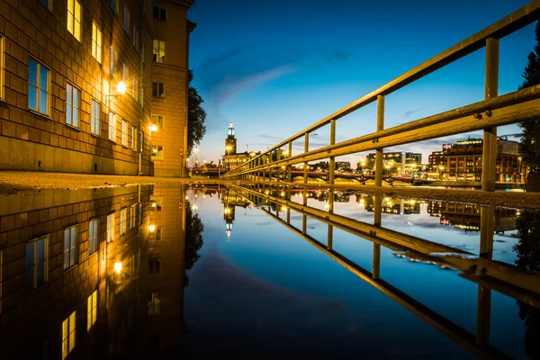 Panoramic Переглянути Старого Міста Швеції Стокгольм Гамла Стан Літньої Ночі — стокове фото